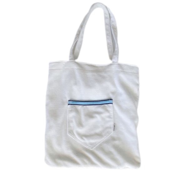 Old Navy Handbags - Vintage White Old Navy Terrycloth Tote Purse with Front Pocket